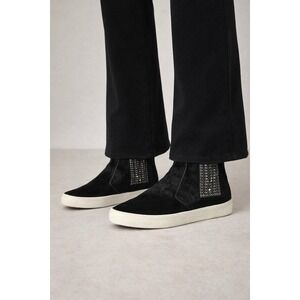 GINA London Crystal High-Top Sneakers Black Pony Hair EU38 US7.5